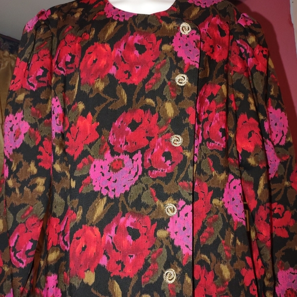 Richard Warren Vintage 100% Wool Floral Dress 10 - Picture 3 of 11